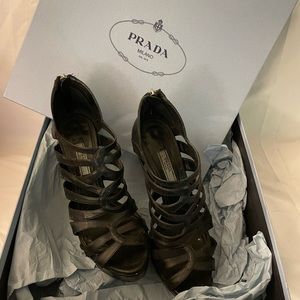 Prada Shoes | Black Prada Calzature Donna Capretto | strappy stiletto heels